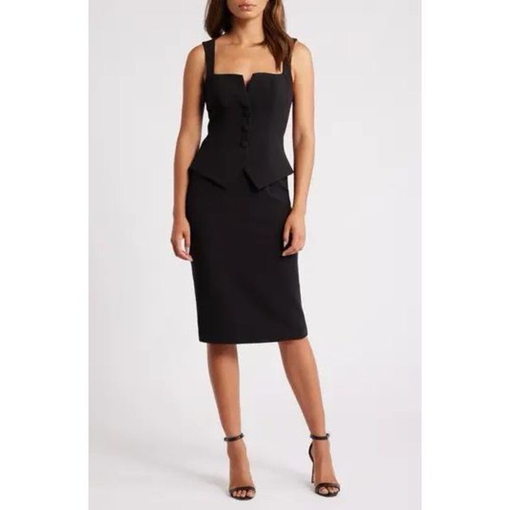 Black Halo Women's Black Sleeveless Roanna Sleeveless Sheath Dress Size 8 NWOT D